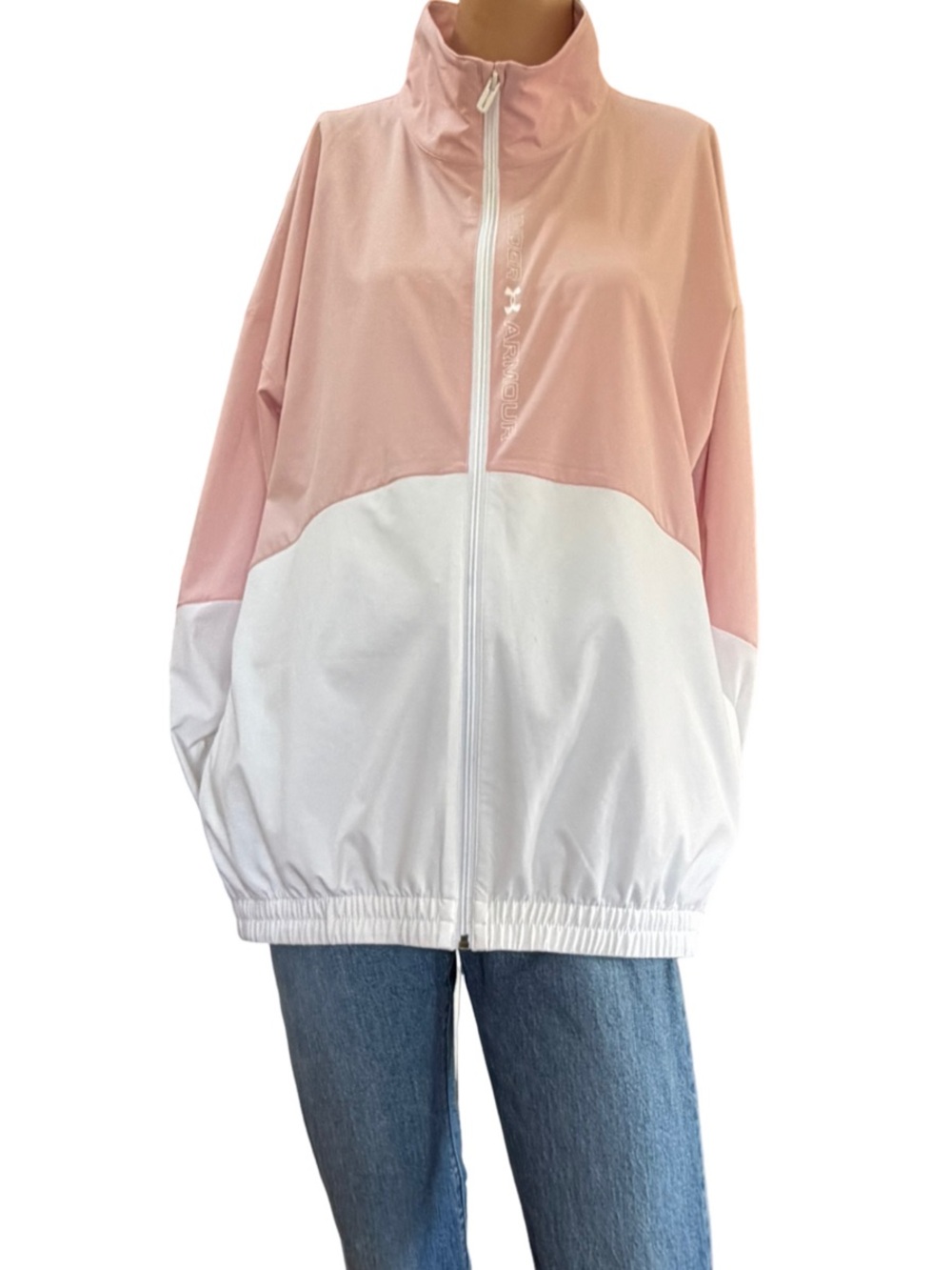 Under Armour UA Storm Oversized Windbreaker Water Repellent Jacket Pink White M